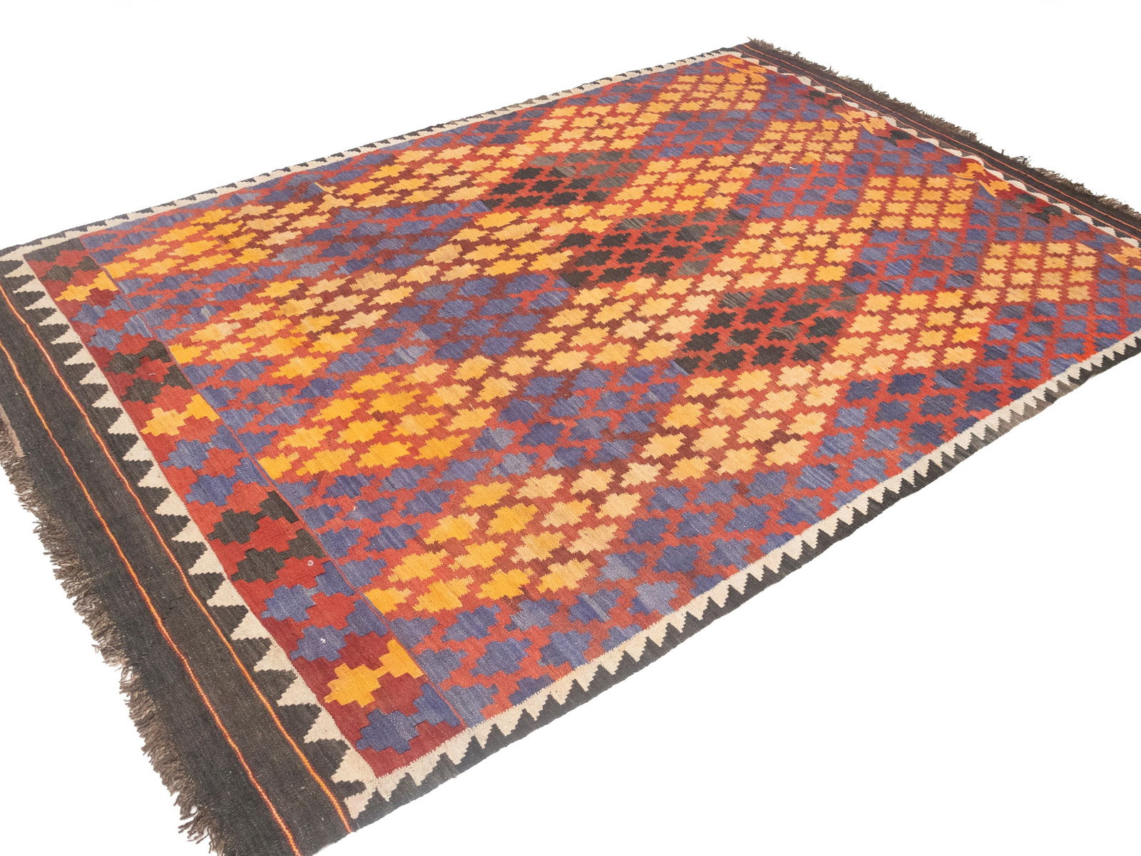 Multicolored Geometric Tribal 6'6X9'9 Kilim Afghan Oriental Rug - 4