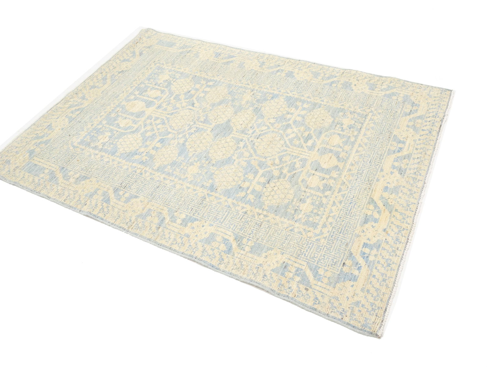 Beige Floral Khotan 4X6 Oushak Oriental Rug - 3