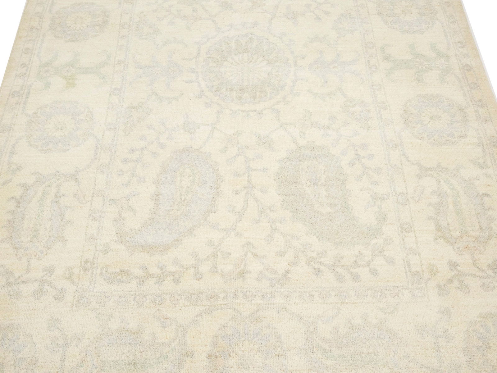 Beige Floral Chobi Peshawar 4X6 Pakistan Oriental Rug - 11