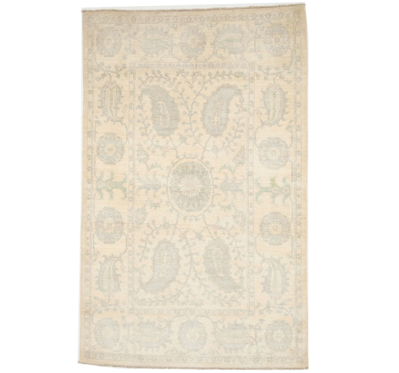 Beige Floral Chobi Peshawar 4X6 Pakistan Oriental Rug (1 of 12)