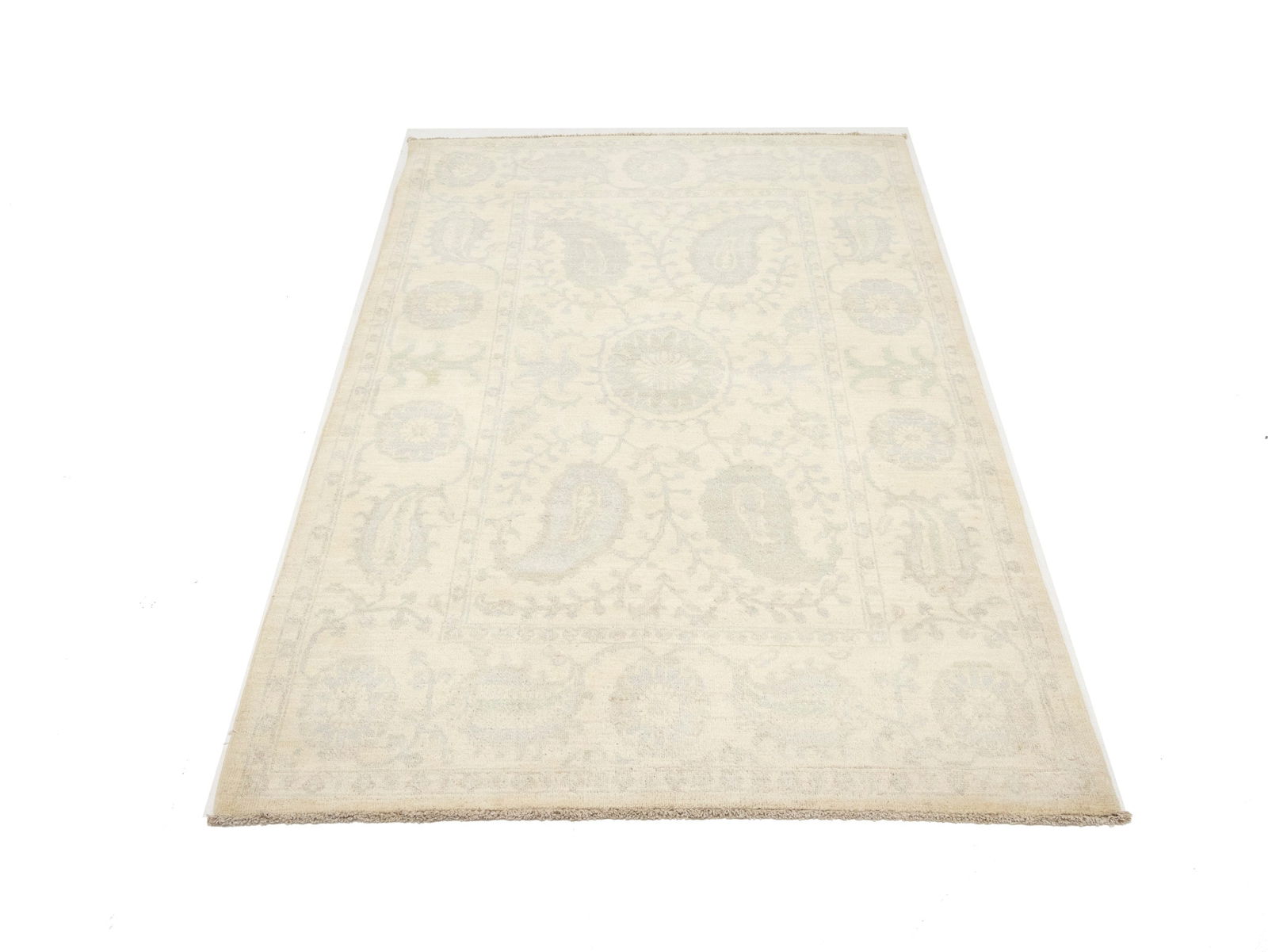 Beige Floral Chobi Peshawar 4X6 Pakistan Oriental Rug - 5