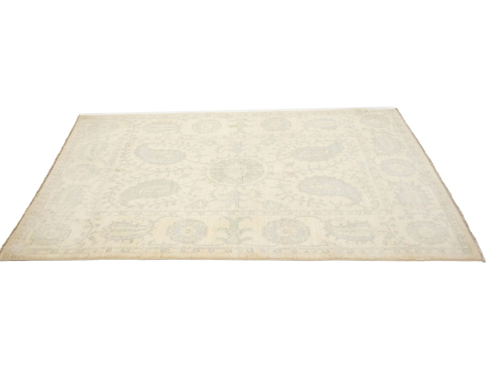 Beige Floral Chobi Peshawar 4X6 Pakistan Oriental Rug - 6