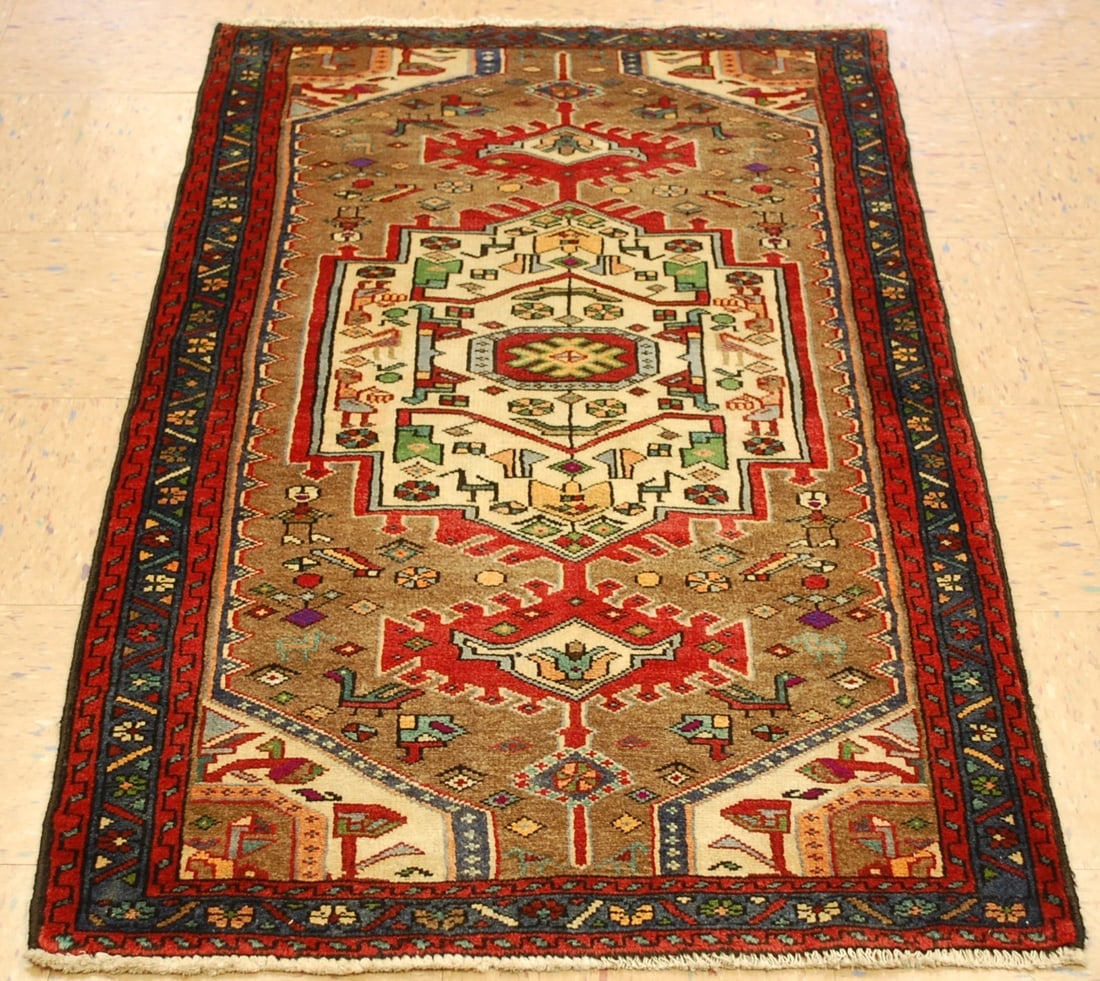 PERSIAN MALAYEER RUG 2'10"x4'10": Title: PERSIAN MALAYEER RUG 2'10"x4'10" Description: OLD, Antique ONE OF A KIND VERY RARE SIZE FINE AUTHENTIC HANDKNOTTED PERSIAN-LILIHAN MALAYEER RUG ORIENTAL RUG with AMAZING COLOR COMBINATIONS.....