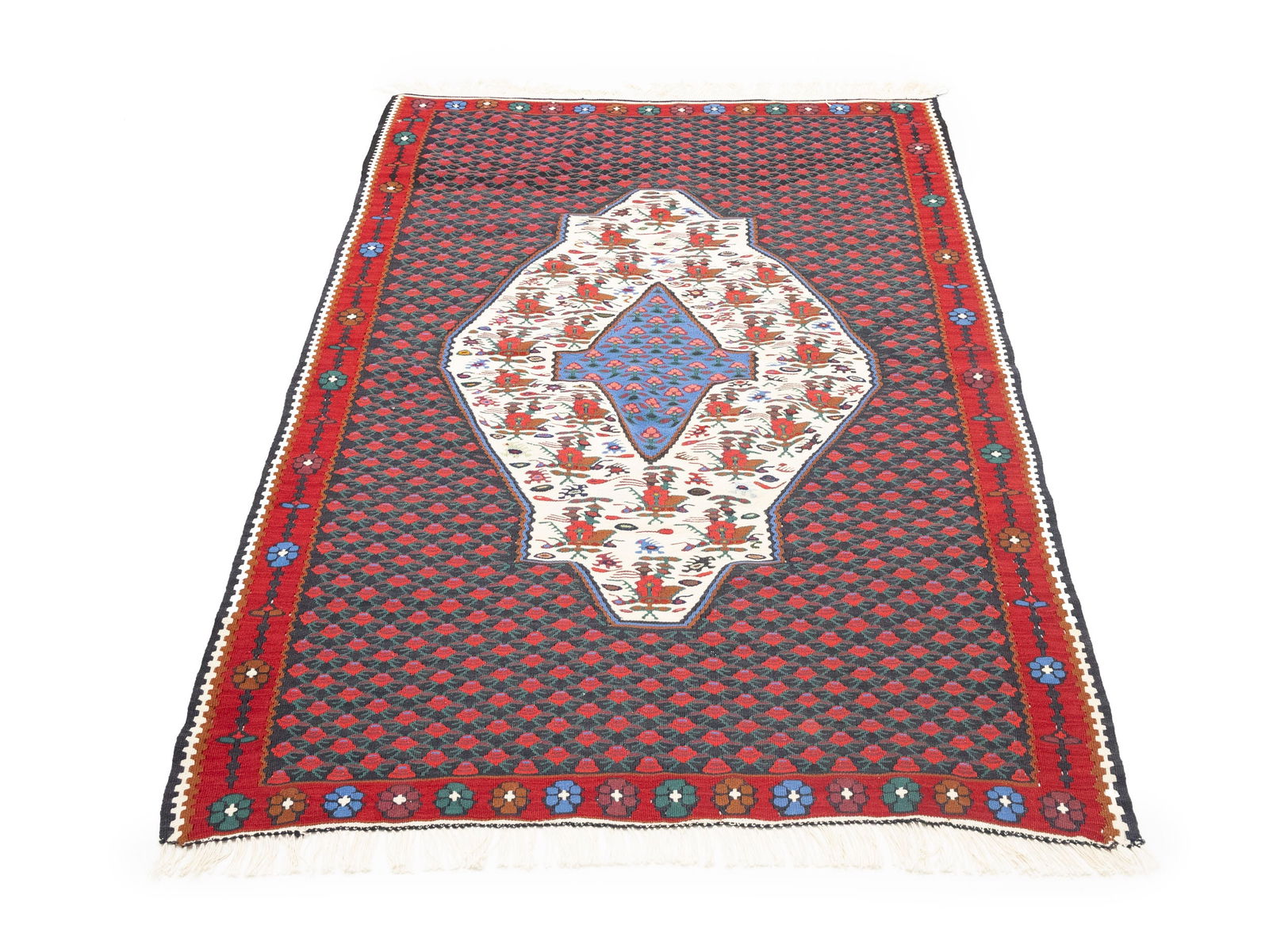Multicolored Floral Tribal 4X5 Kilim Afghan Oriental Rug - 5