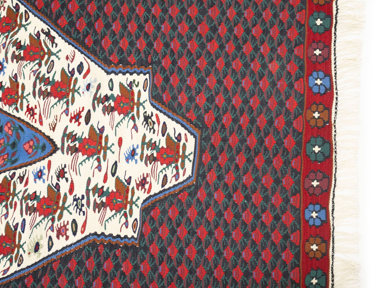 Multicolored Floral Tribal 4X5 Kilim Afghan Oriental Rug - 9