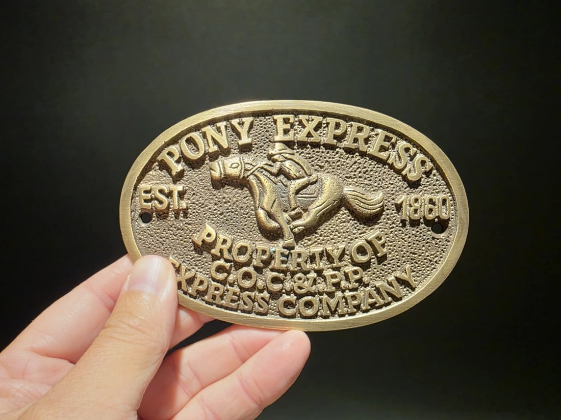 Brass Pony Express Oval Plaque - 13