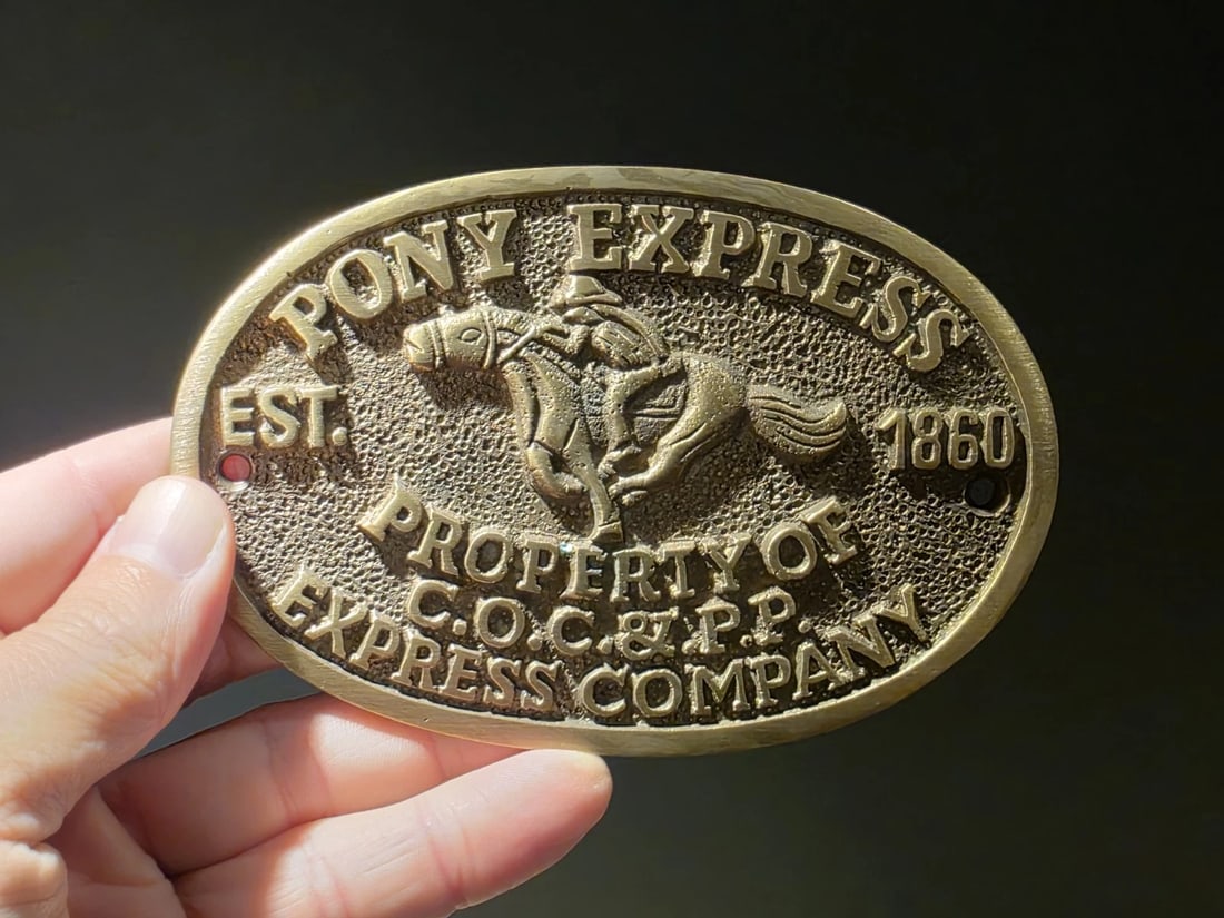 Brass Pony Express Oval Plaque - 4