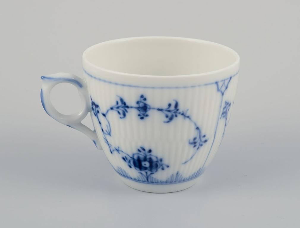 Royal Copenhagen Blue Fluted Plain. A set of five coffee cups with saucers. - 4