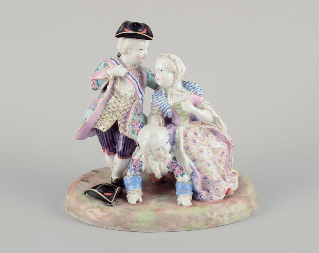 Meissen. Large and impressive porcelain group of noble figures. Gallant scene: Title: Meissen. Large and impressive porcelain group of noble figures. Gallant scene Description: Meissen, Germany. Large and impressive porcelain group of the noble figures. Gallant scene. 19th centu