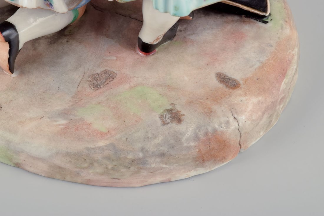 Meissen. Large and impressive porcelain group of noble figures. Gallant scene - 4