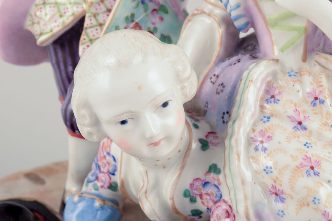 Meissen. Large and impressive porcelain group of noble figures. Gallant scene - 6