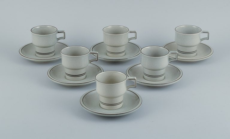 Jens Harald Quistgaard for Bing & Grøndahl, Colombia, six coffee cups with saucers.: Title: Jens Harald Quistgaard for Bing & Grøndahl, Colombia, six coffee cups with saucers. Description: Jens Harald Quistgaard for Bing & Grøndahl, Colombia, six coffee cups with saucers. 