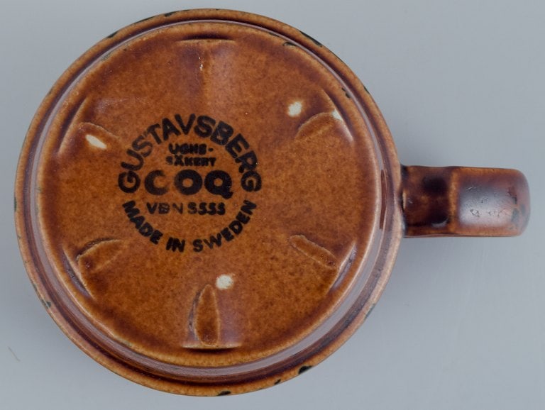 Stig Lindberg for Gustavsberg, COQ, two coffee cups with saucers, cream jug and sugar bowl. - 7