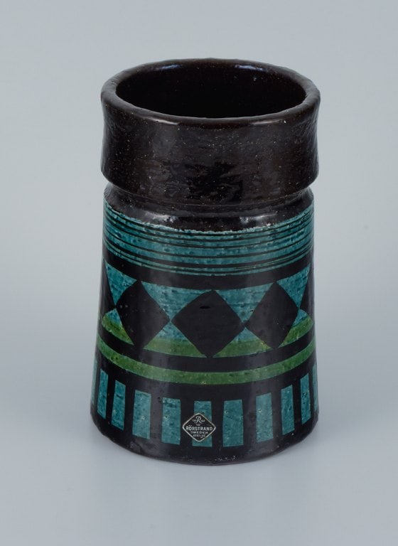 Olle Alberius for Rörstand, Atelje, ceramic vase with geometric pattern. - 3