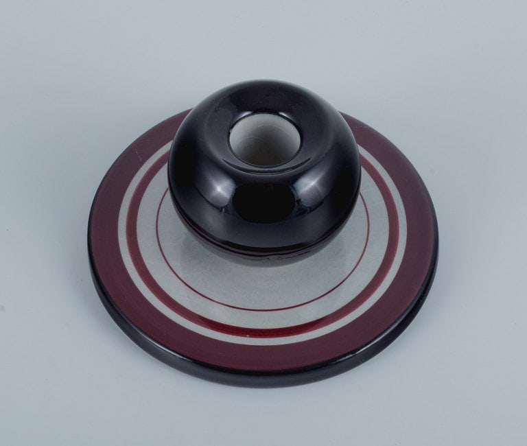 Ilse Claesson for Rörstrand, two hand-painted faience candlesticks. - 3