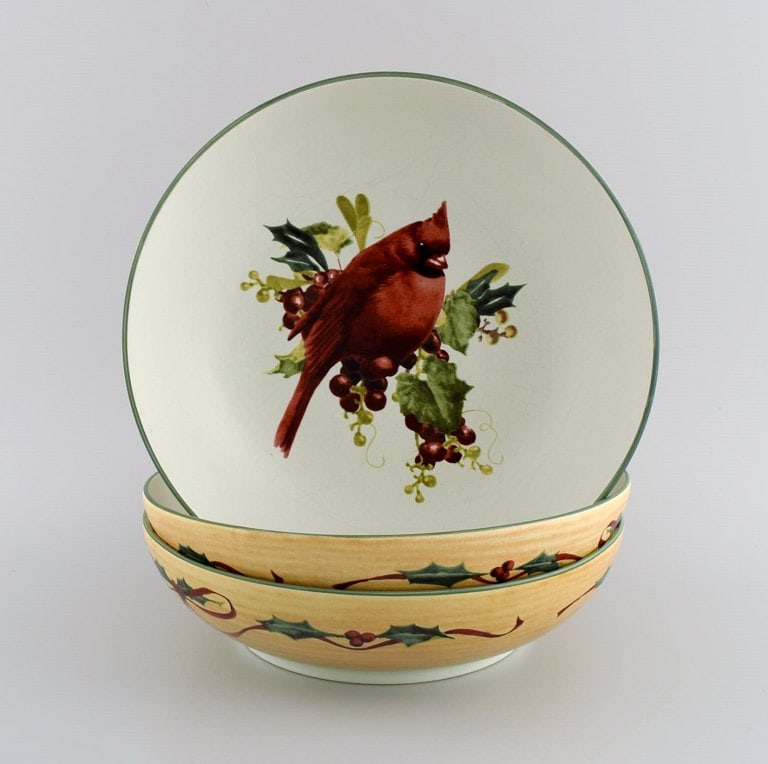 Catherine McClung for Lenox. "Winter greetings everyday". Three bowls / dishes in glazed stoneware (1 of 5)