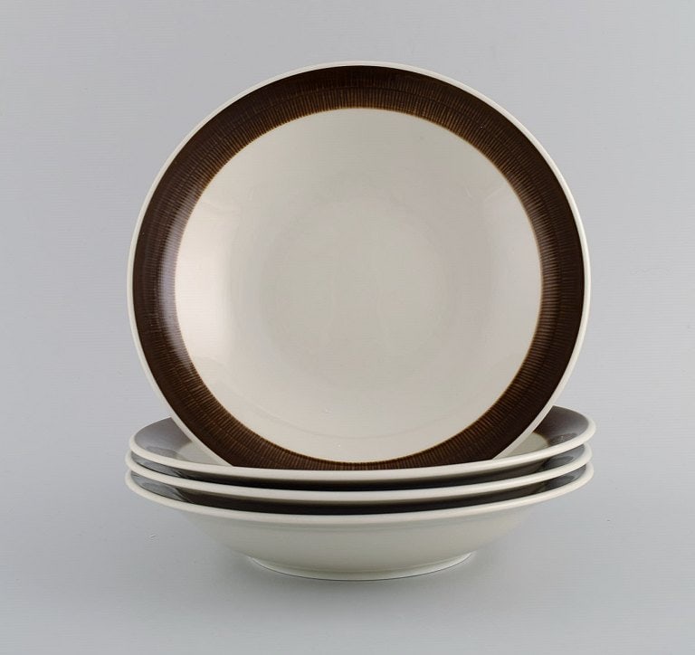 Hertha Bengtson (1917-1993) for Rörstrand. Four Koka deep plates in glazed stoneware. 1960s. (1 of 4)