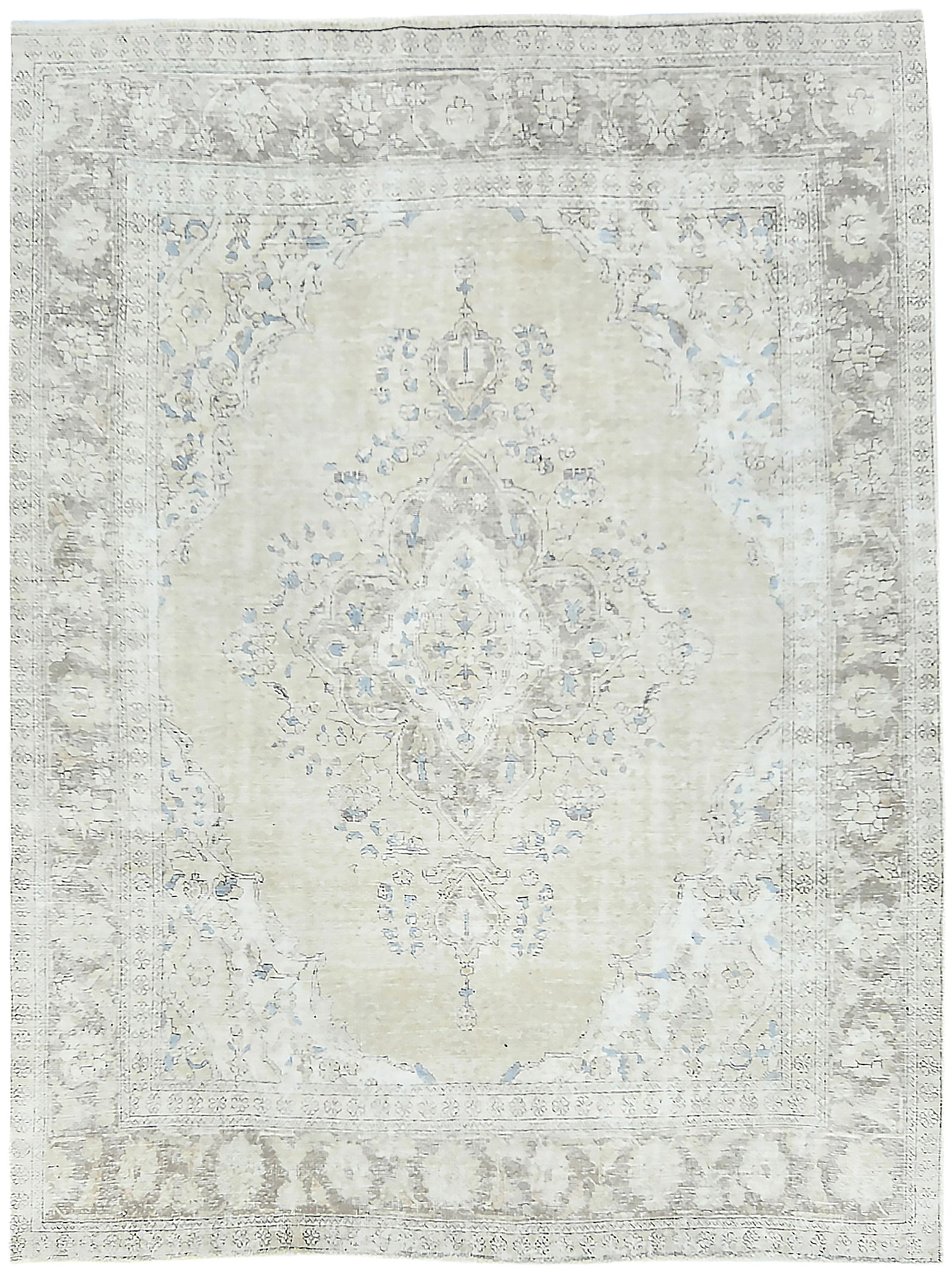 Muted Beige Antique Floral Traditional 7X9 Distressed Vintage Oriental Rug: Title: Muted Beige Antique Floral Traditional 7X9 Distressed Vintage Oriental Rug Description:Hand Knotted 7X9 beige oriental rug made with vegetable dyes (fi