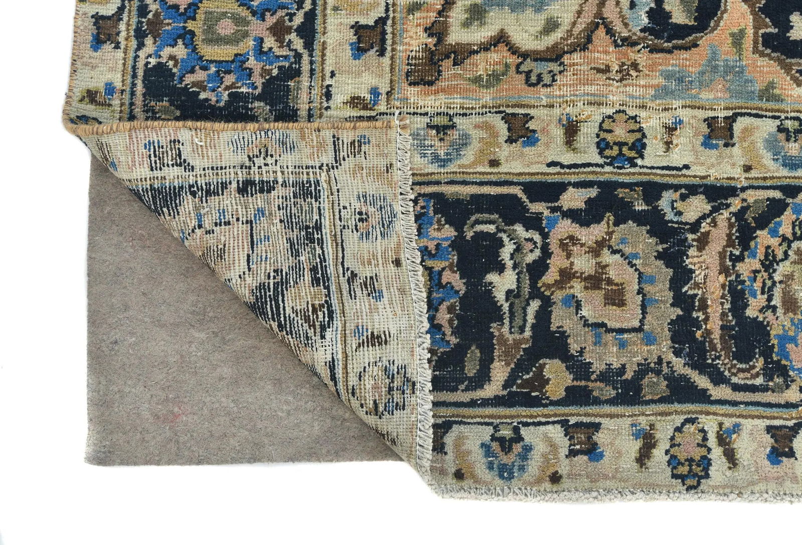 Semi Antique Muted Light Salmon Floral 8X11 Distressed Vintage Oriental Rug - 12