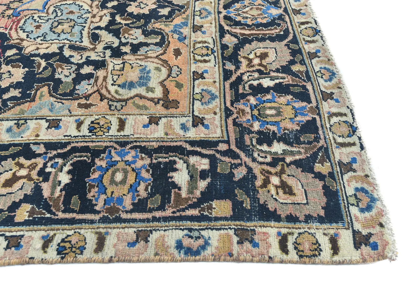 Semi Antique Muted Light Salmon Floral 8X11 Distressed Vintage Oriental Rug - 8