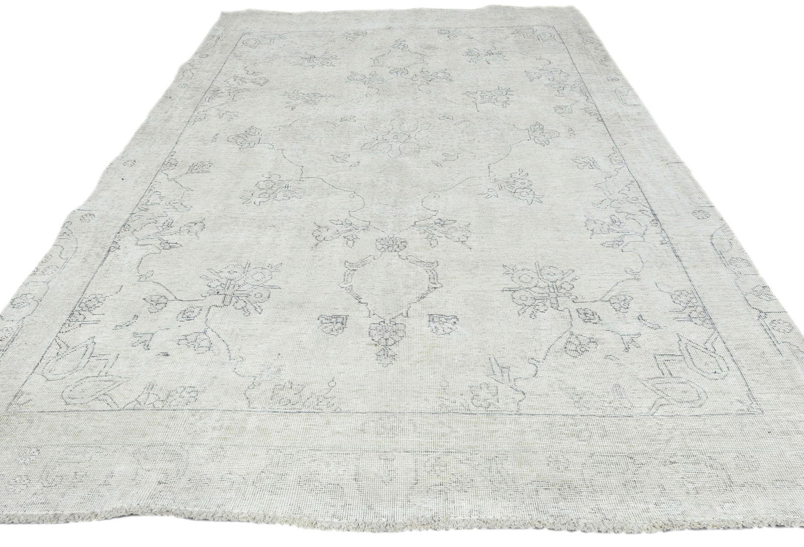 Muted Beige Antique Floral Traditional 7X10 Distressed Vintage Oriental Rug - 2