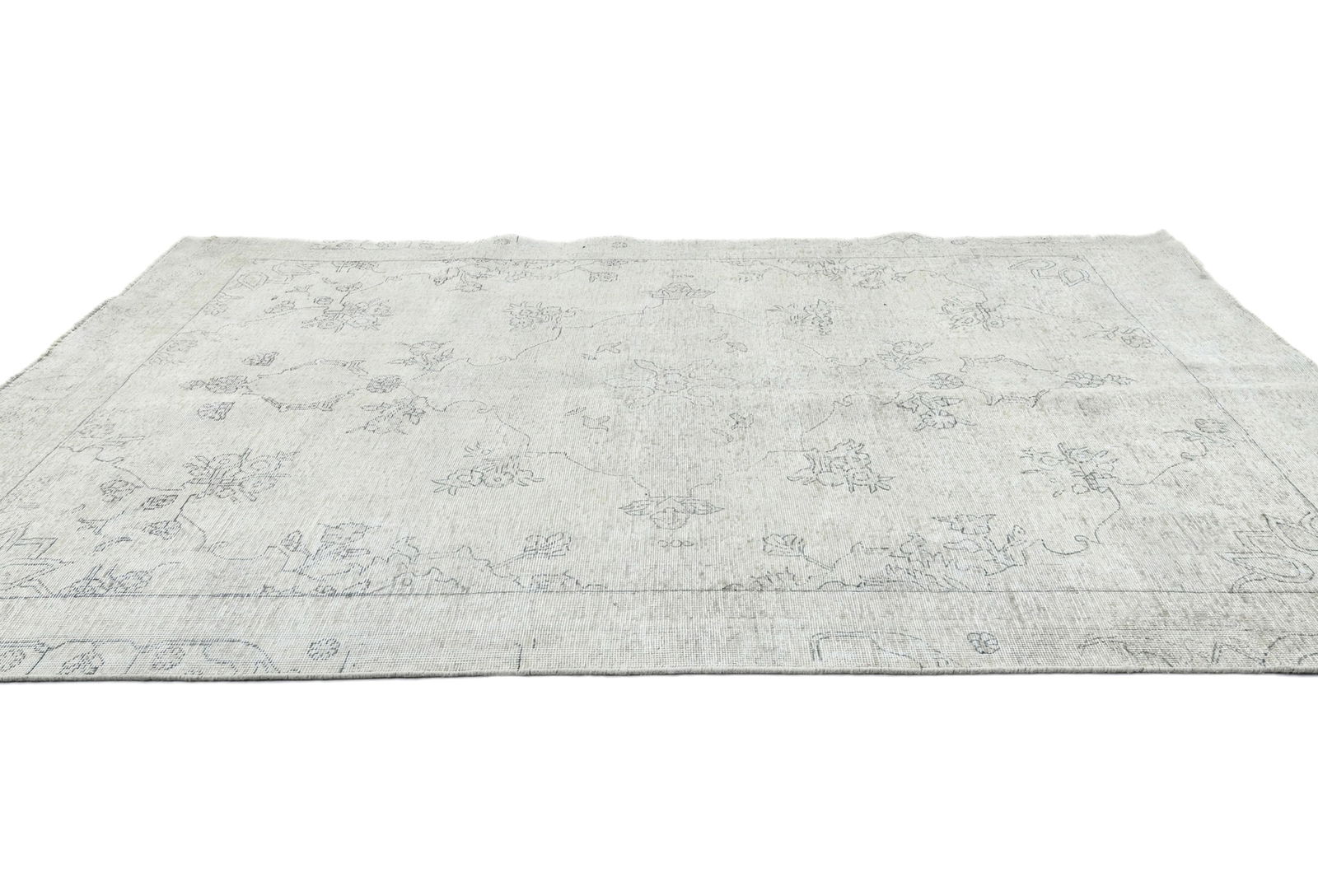 Muted Beige Antique Floral Traditional 7X10 Distressed Vintage Oriental Rug - 4