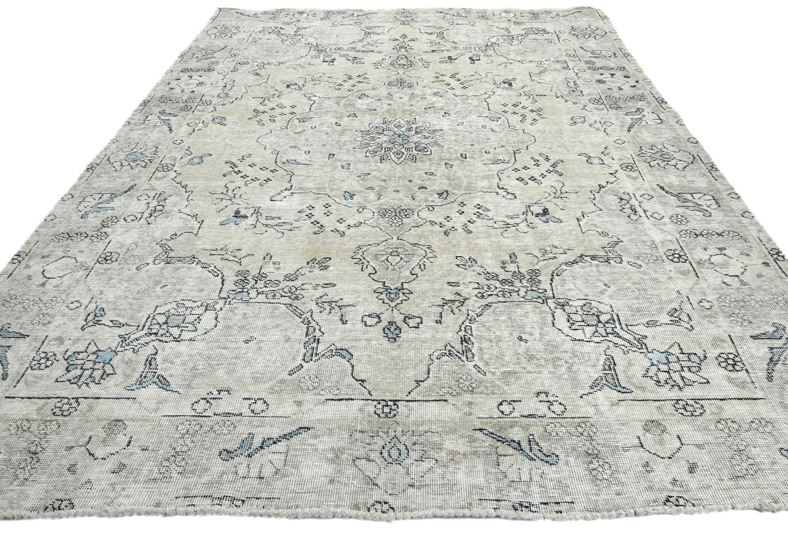 Antique Floral Traditional 6'5X9'2 Distressed Vintage Oriental Rug - 9