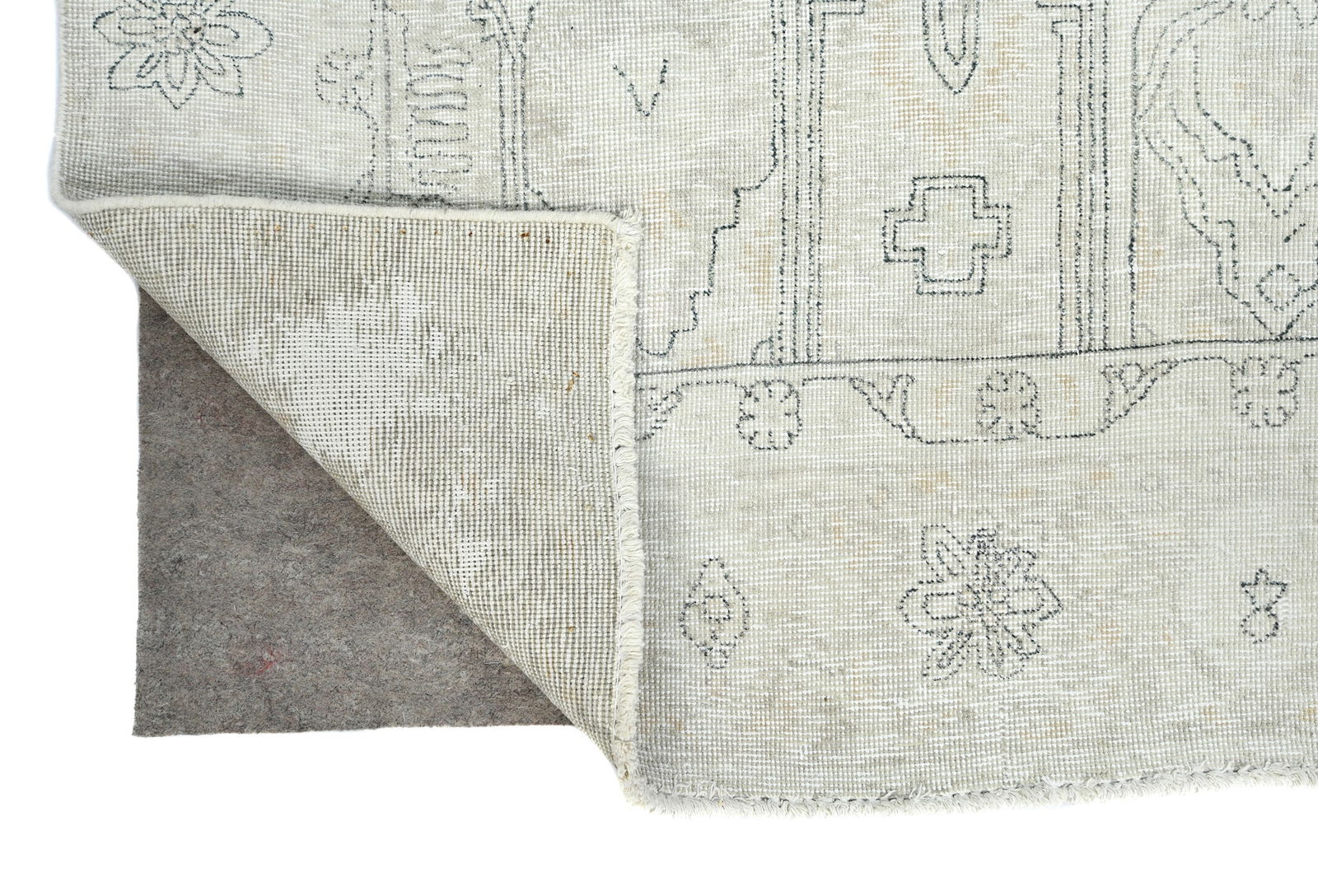 Muted Beige Antique Floral Traditional 6X9 Distressed Vintage Oriental Rug - 12