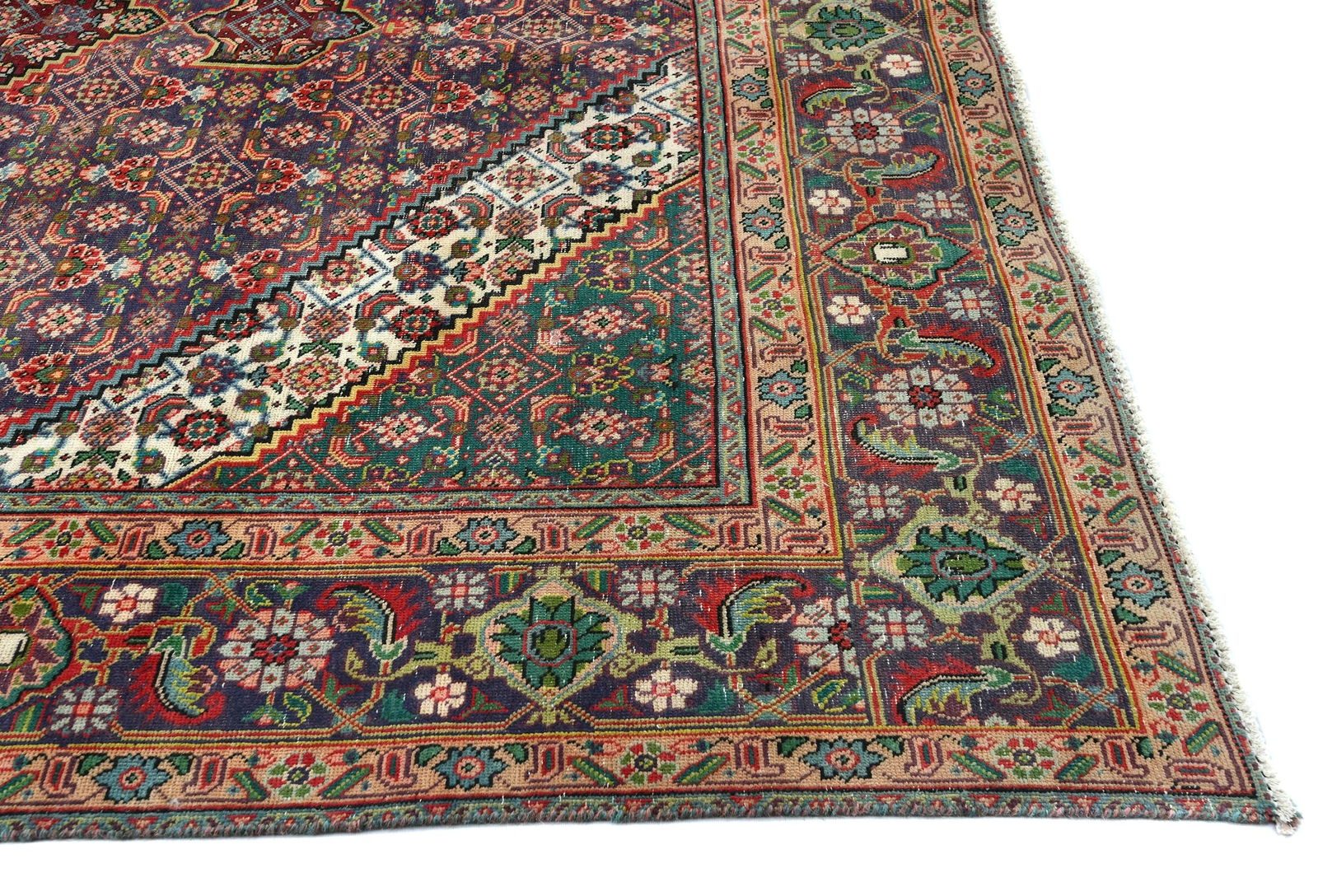 Semi Antique Floral Traditional 6'6X9'3 Distressed Vintage Oriental Rug - 8