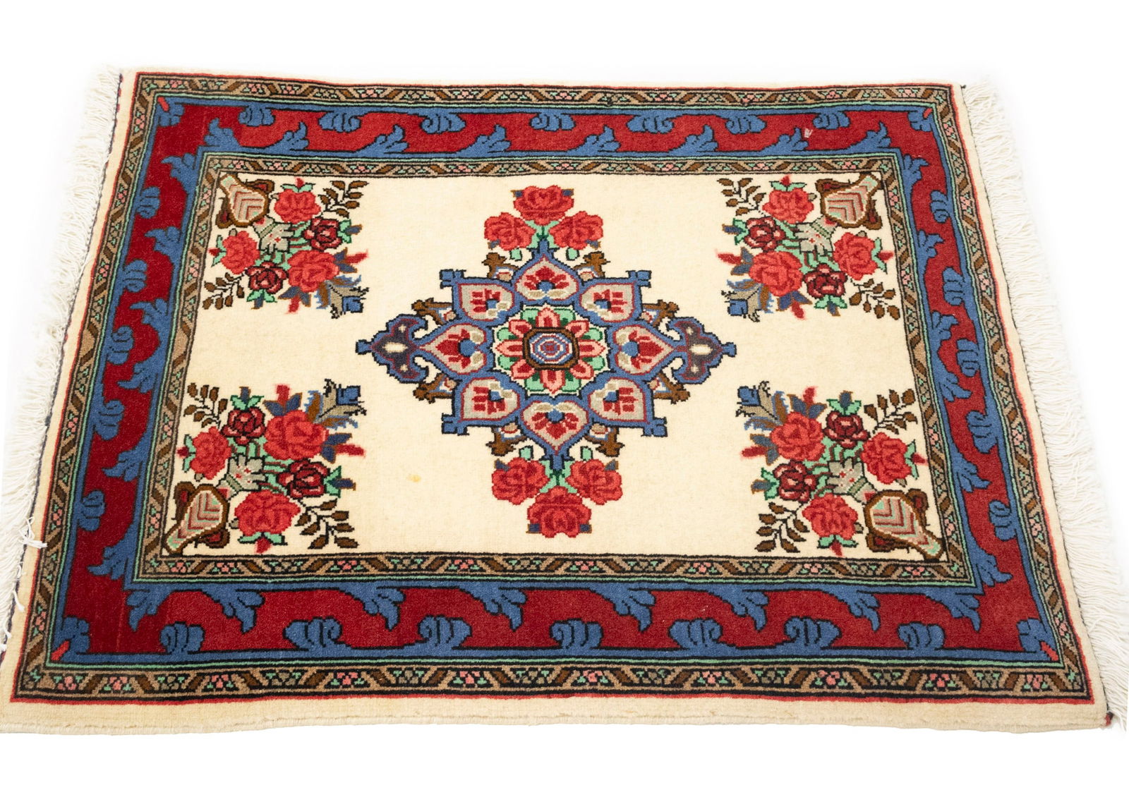 Vintage Cream Floral Tribal 2X3 Bidjar Persian Rug - 5