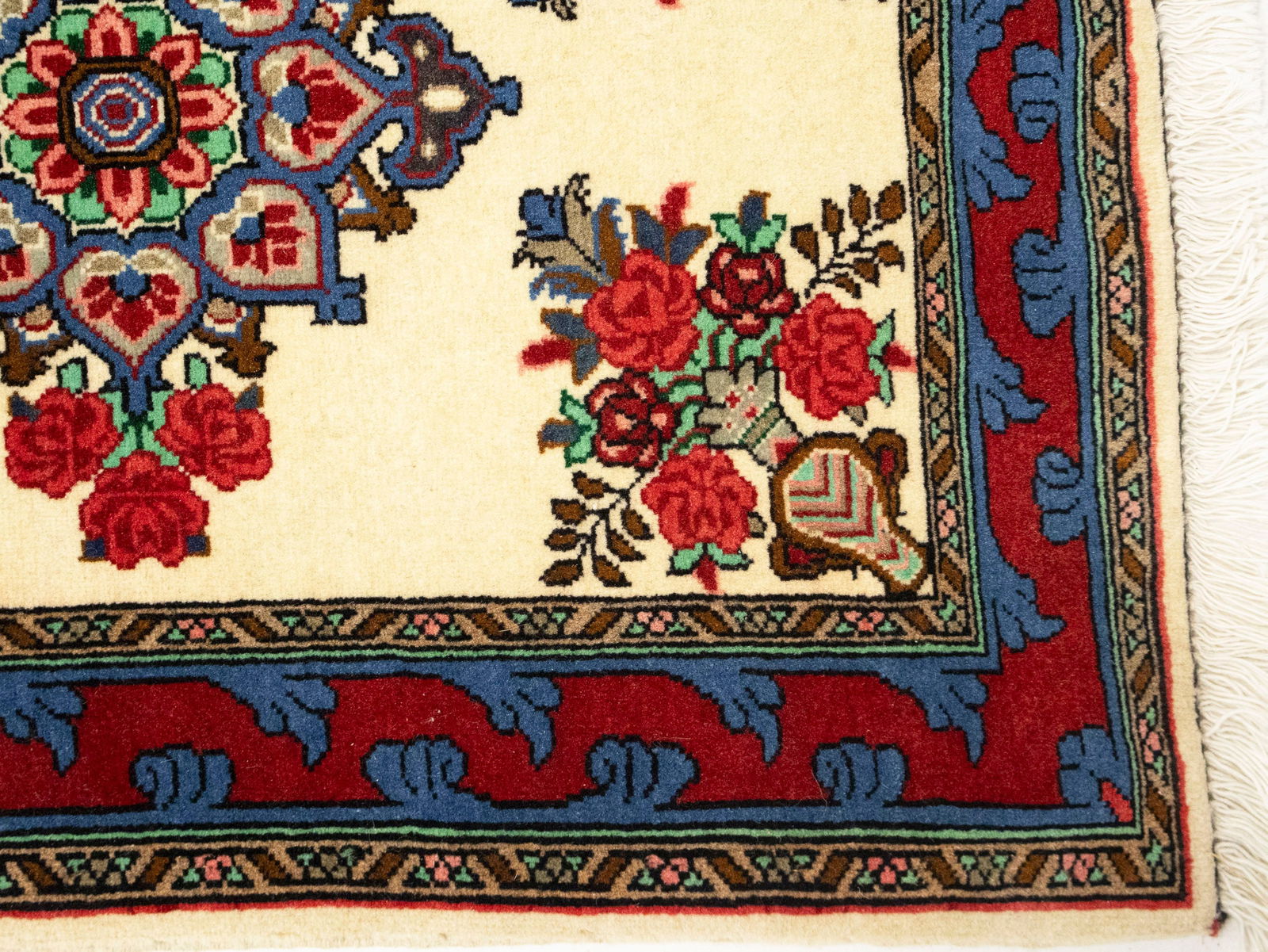 Vintage Cream Floral Tribal 2X3 Bidjar Persian Rug - 7