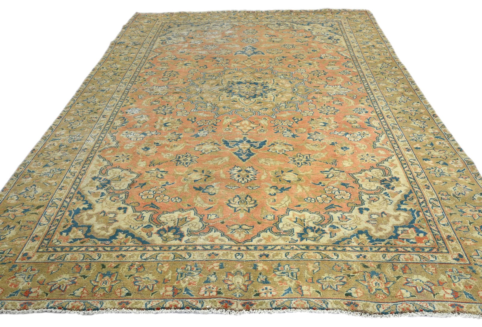 Semi Antique Floral Traditional 6X9 Distressed Vintage Oriental Rug - 9