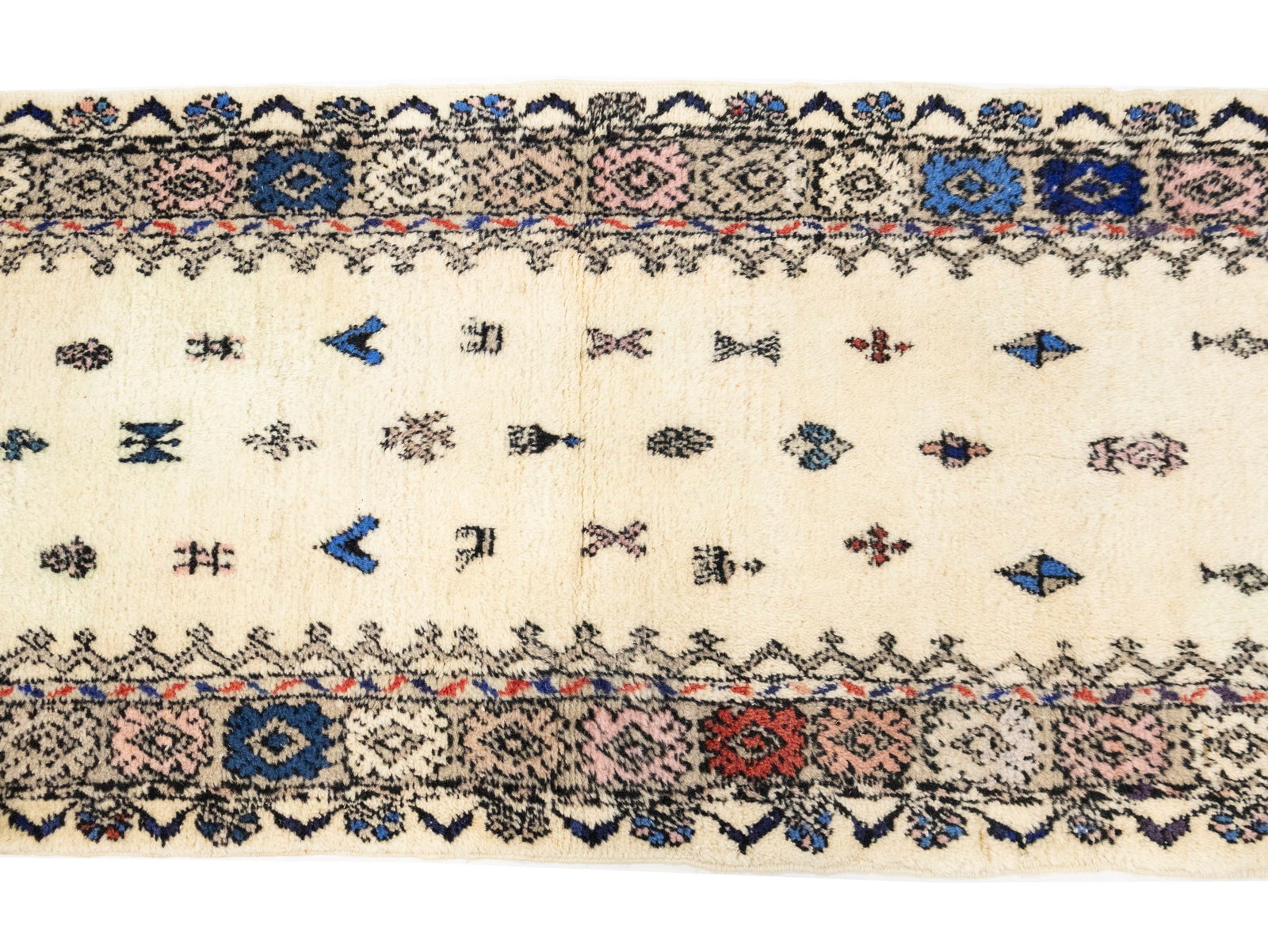 Vintage Cream Pictorial Tribal 2X11 Oriental Runner Rug - 7