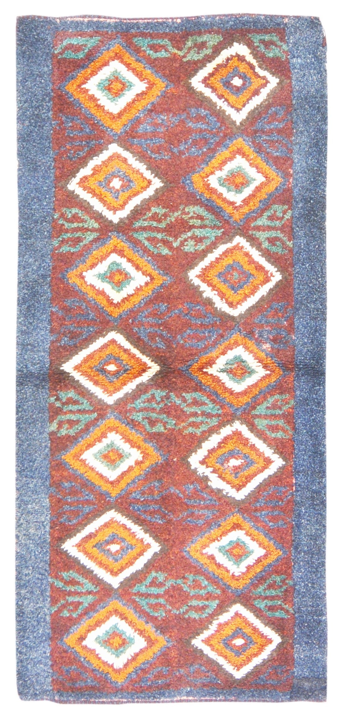 HAND KNOTTED WOOL ANTIQUES RUG: Title: HAND KNOTTED WOOL ANTIQUES RUG Dimensions: 3'3X7'5 Age: VINTAGE Origin: UZBEKISTAN Reserve: $1,875.00 Shipping: Domestic: Shipping rates are determined by destination International: