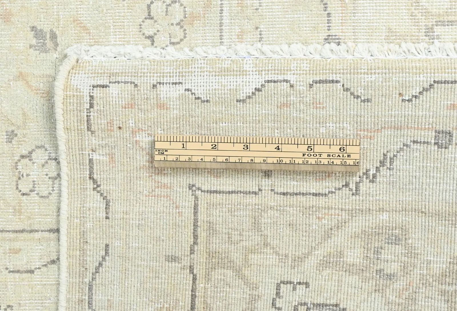 Antique Muted Beige Floral 10X13 Distressed Vintage Oriental Rug - 11