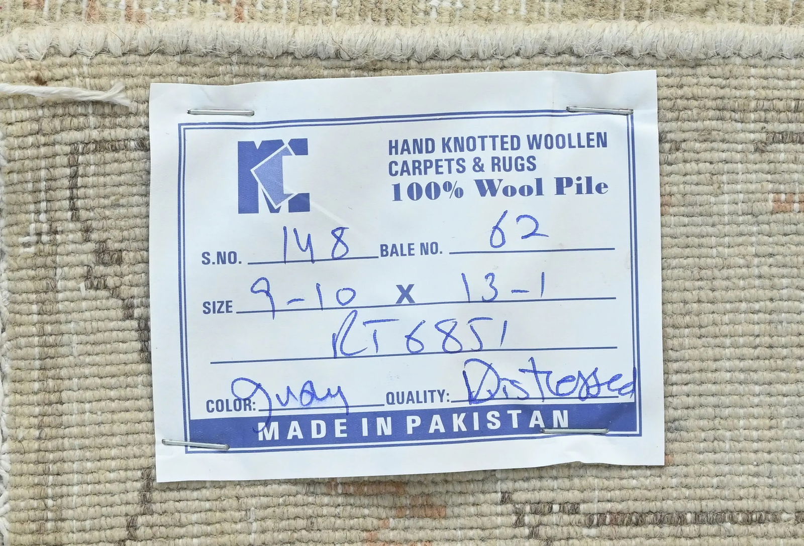 Antique Muted Beige Floral 10X13 Distressed Vintage Oriental Rug - 13