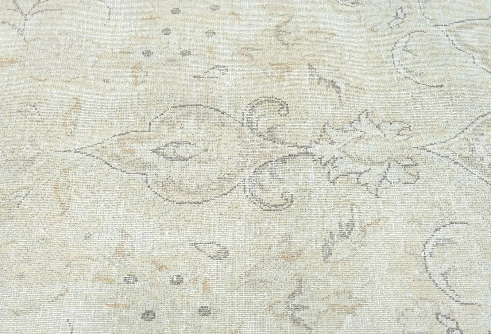 Antique Muted Beige Floral 10X13 Distressed Vintage Oriental Rug - 6