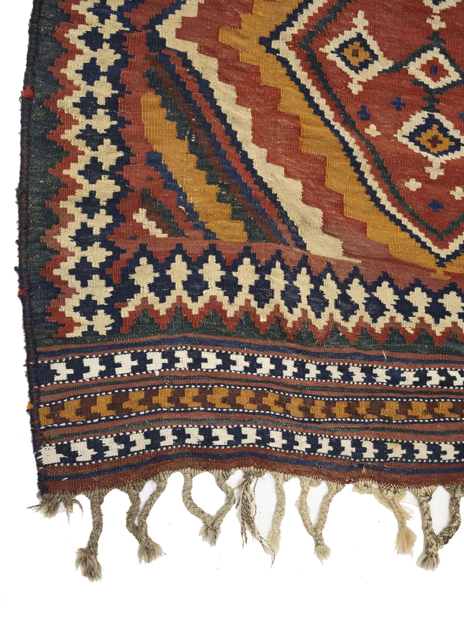 Red Vintage Tribal 4'3 x 12'5 Kelim Runner Rug - 6