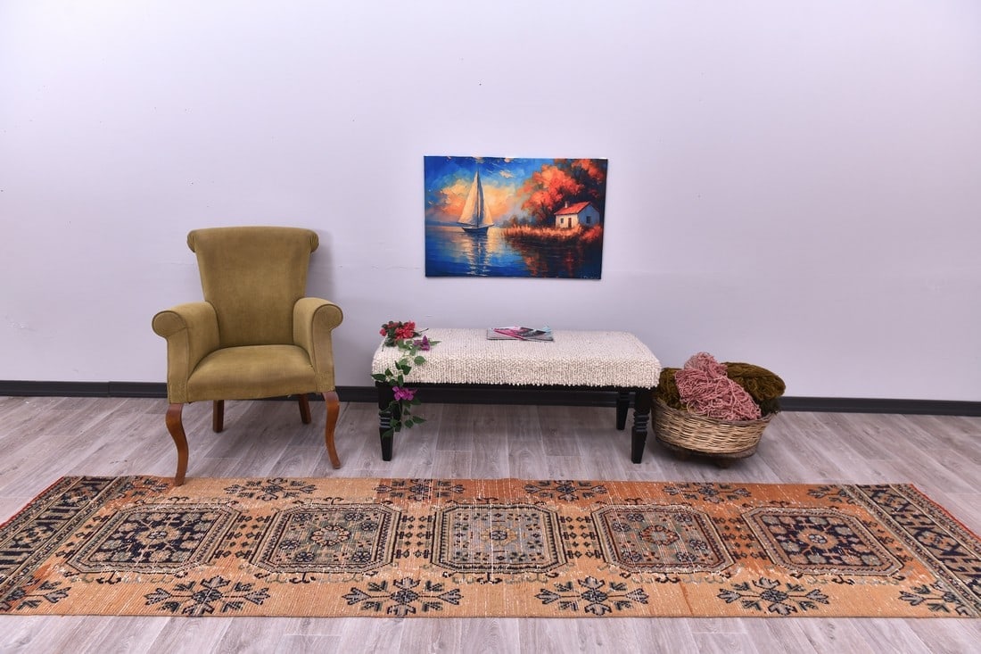 2'9'' x 11'6'' Handmade Vintage Wool Rug - 244421 (1 of 14)