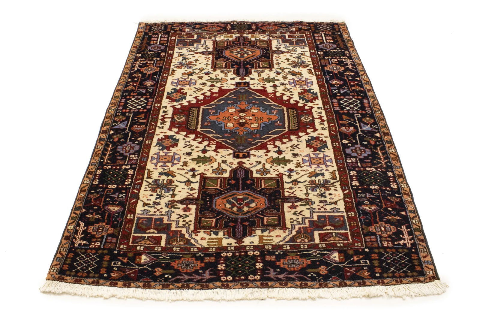 Cream 5X7 Geometric Tribal Vintage Oriental Persian Rug - 2