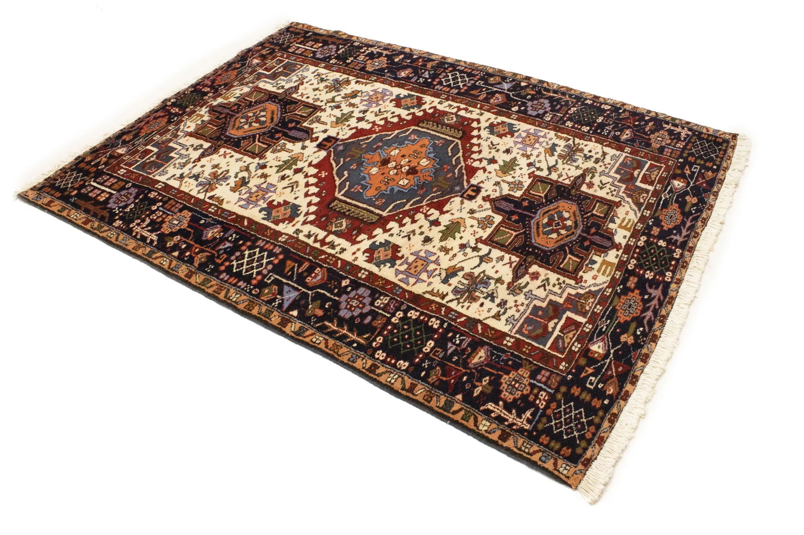 Cream 5X7 Geometric Tribal Vintage Oriental Persian Rug - 3