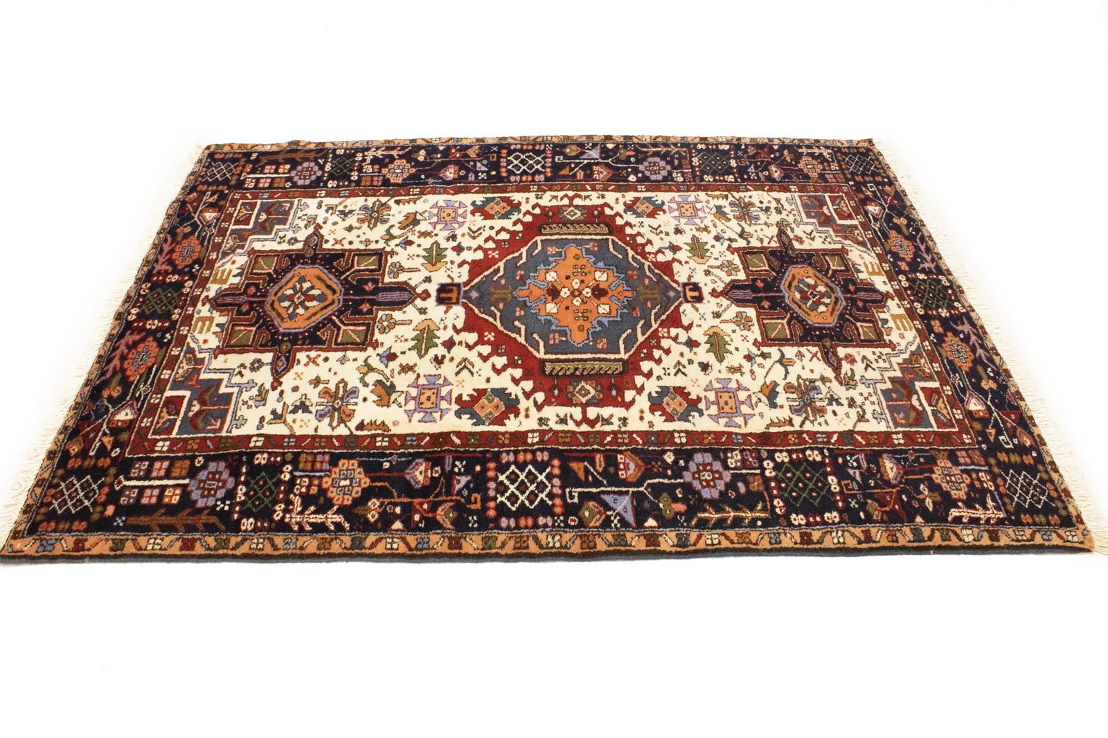 Cream 5X7 Geometric Tribal Vintage Oriental Persian Rug - 5