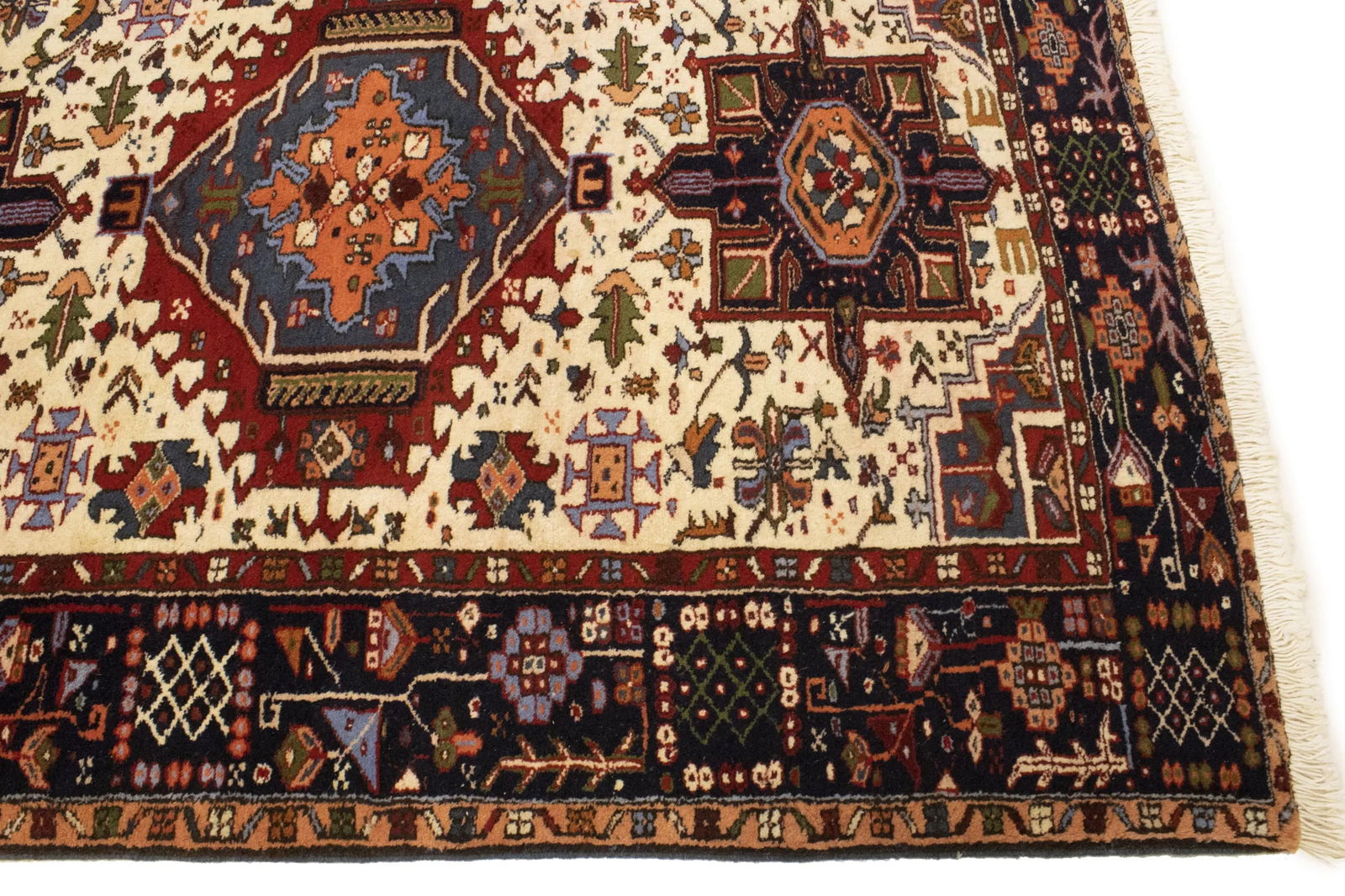 Cream 5X7 Geometric Tribal Vintage Oriental Persian Rug - 8