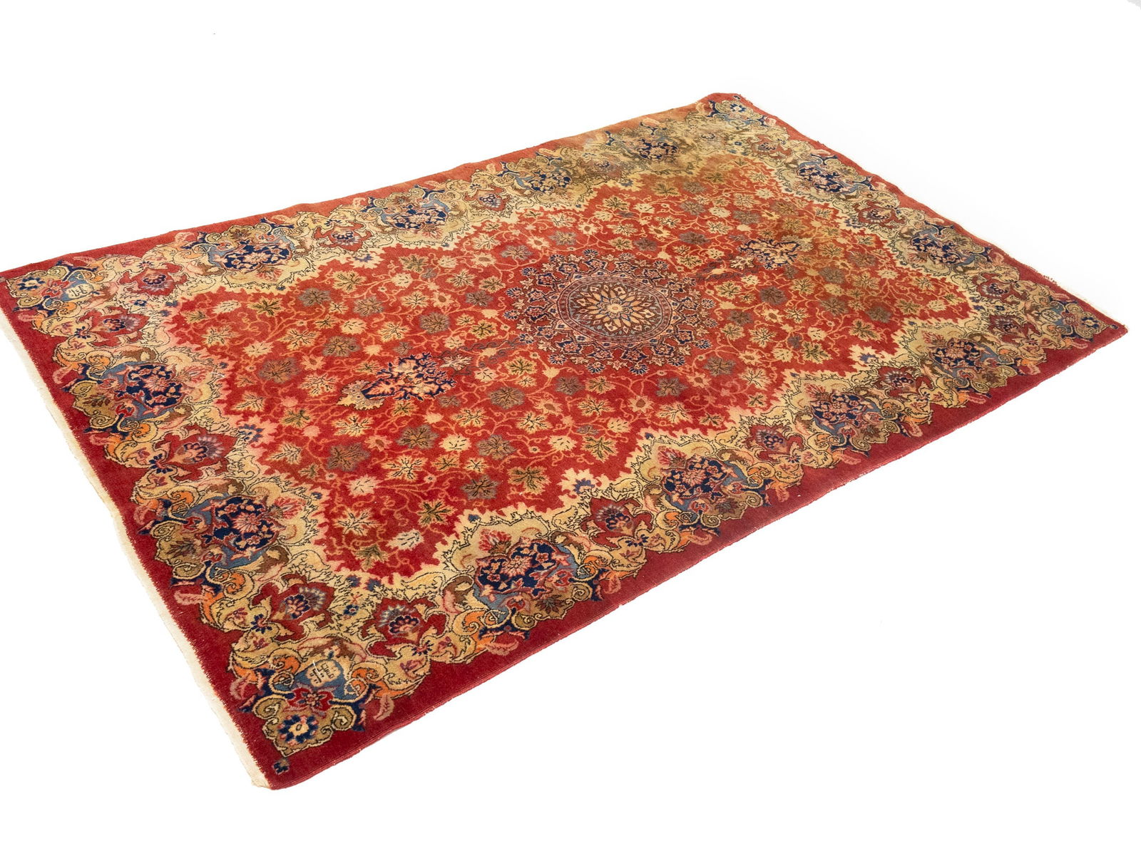Semi Antique Red Floral 4'5X7 Kashmar Persian Rug - 4