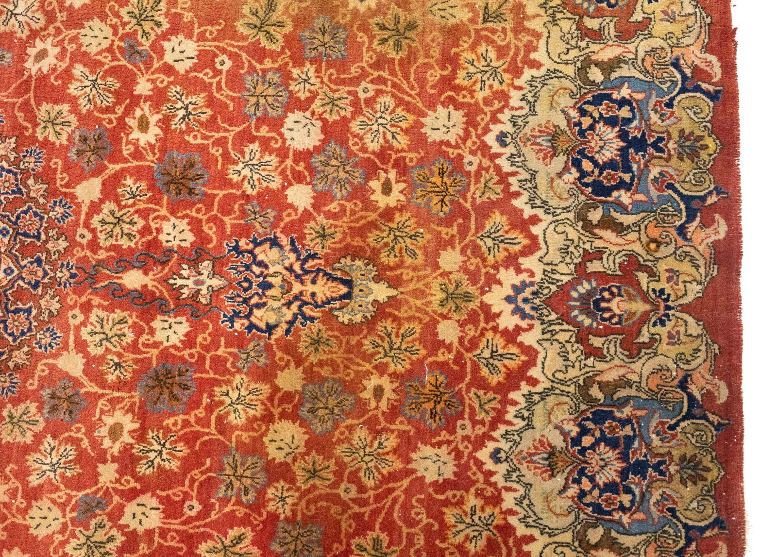 Semi Antique Red Floral 4'5X7 Kashmar Persian Rug - 9