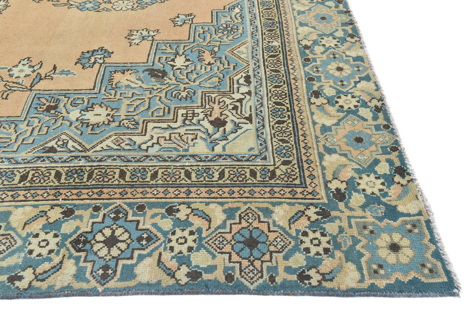 Semi Antique Muted Floral 7'5X10'7 Distressed Vintage Oriental Rug - 8