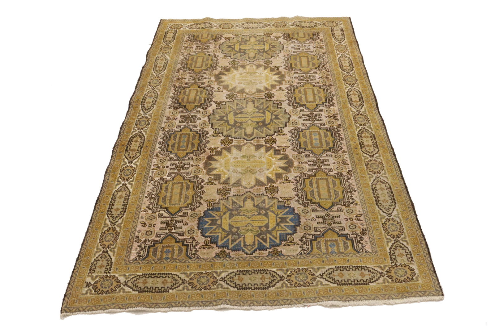 Cream Floral 4X6 Semi Antique Vintage Oriental Persian Rug - 18