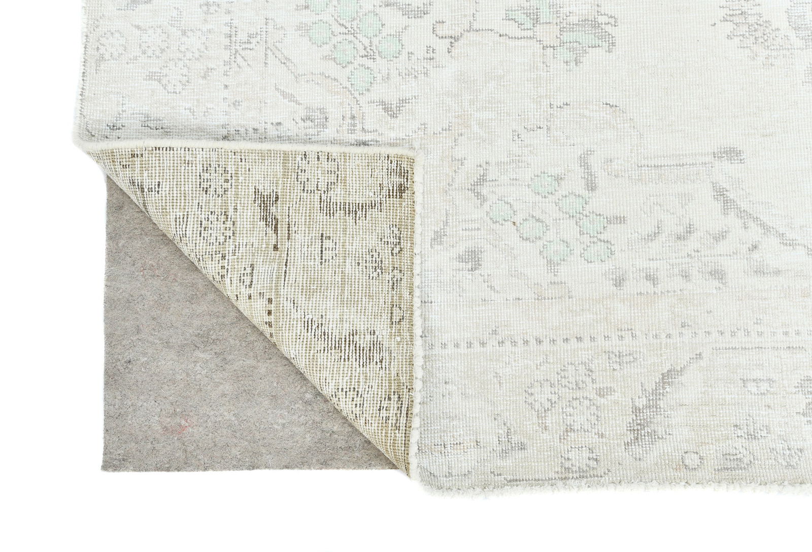 Antique Muted Beige Floral 6X9 Distressed Vintage Oriental Rug - 13