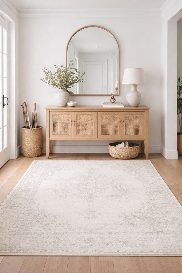 Antique Muted Beige Floral 6X9 Distressed Vintage Oriental Rug - 2