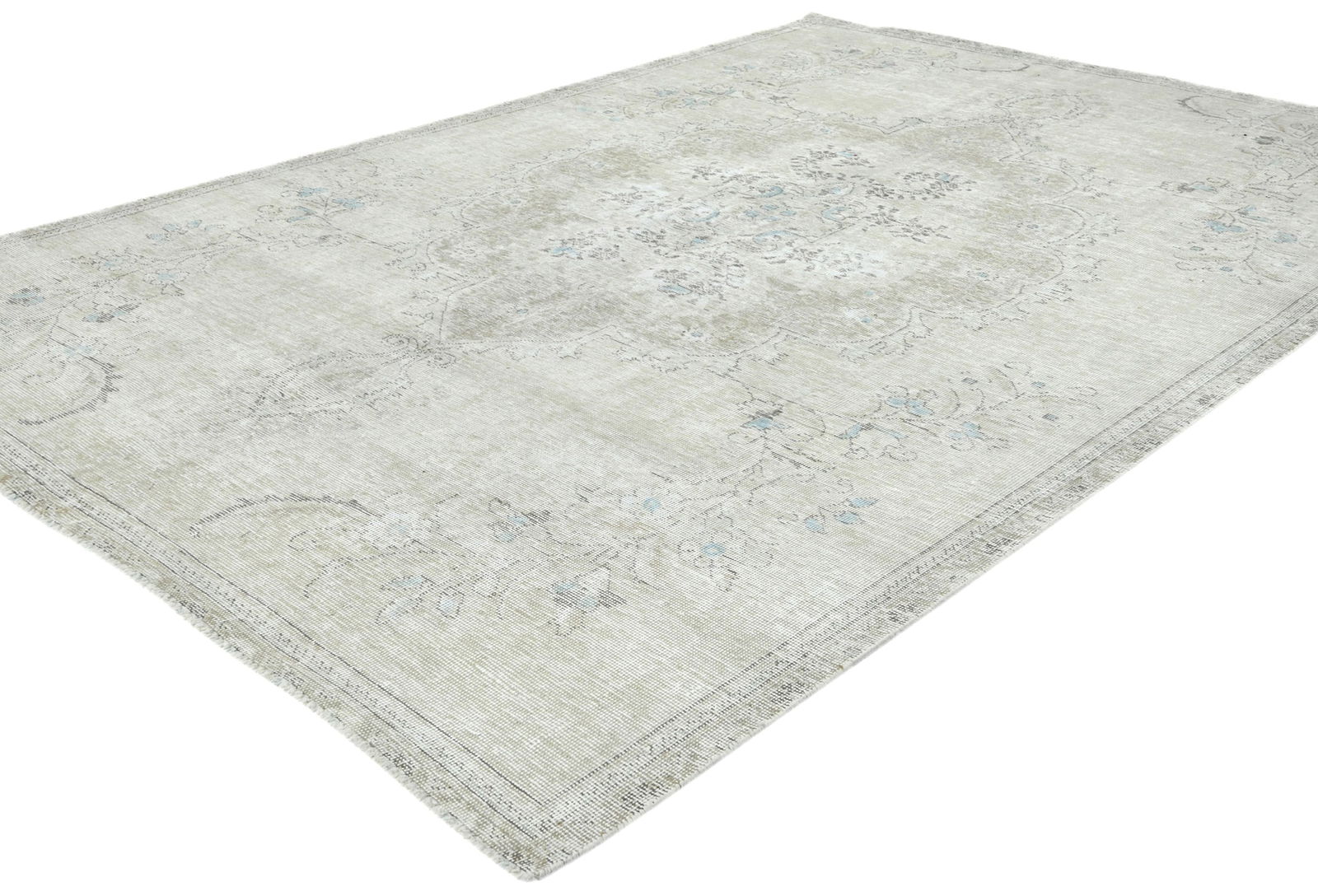 Muted Beige Antique Floral Traditional 6X9 Distressed Vintage Oriental Rug - 3
